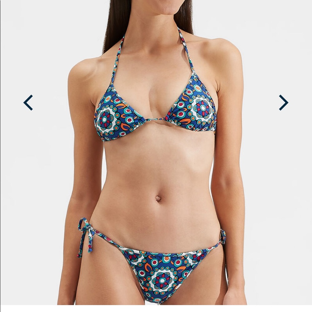 La Double J Triangle Bikini Top & String Bikini Bottom - Kaleidoscope Bluette